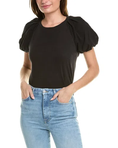 7 For All Mankind Mix Media Femme Top In Black