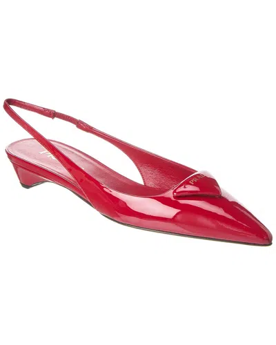 Prada Pointed Toe Slingback Pumps In Red