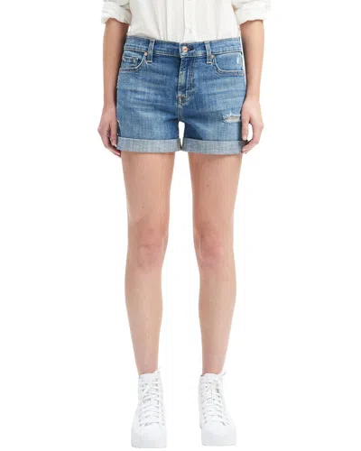 7 For All Mankind Mid Roll Short Bright Light  Jean In Blue