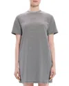 Theory Perfect T-shirt Dress In Striped Cotton Jersey In Charcoal Multi