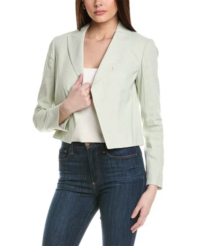 Theory Crop Linen-blend Blazer In Green