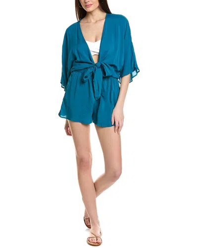 Vince Camuto Convertible Tie Cover-up Romper In Blue