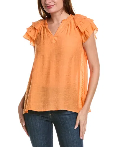 Nanette Lepore Nanette  Tiered Cap Sleeve Top In Orange