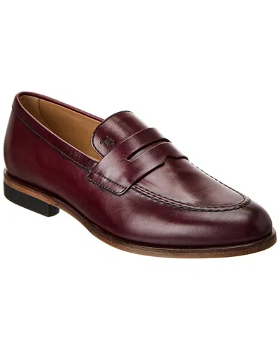 Tod's Leather Loafer In Red