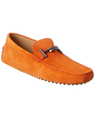 Tod's Gommini Suede Loafer In Orange
