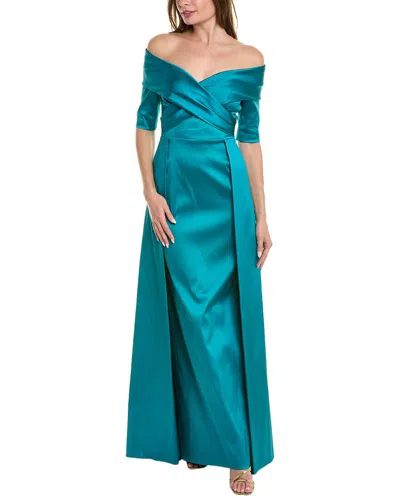 Teri Jon By Rickie Freeman Off-the-shoulder Gown In Blue