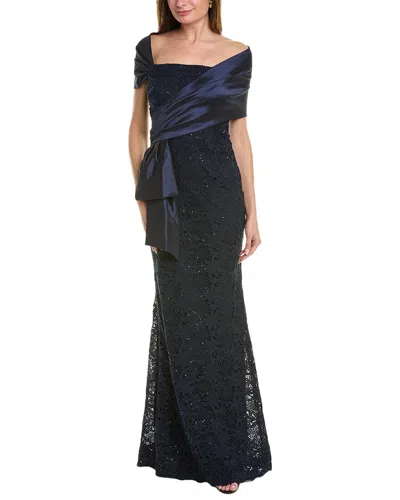 Teri Jon By Rickie Freeman Lace Gown In Blue