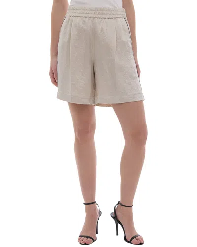 Helmut Lang Relaxed Fit Crinkle Pajama Short In Beige