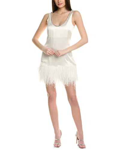 Cinq À Sept Raveena Feather-hem Silk Dress In White