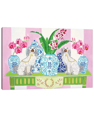 Icanvas Staffordshire Dogs Chinoiserie With Orchids By Green Orchid Boutique Wall Art