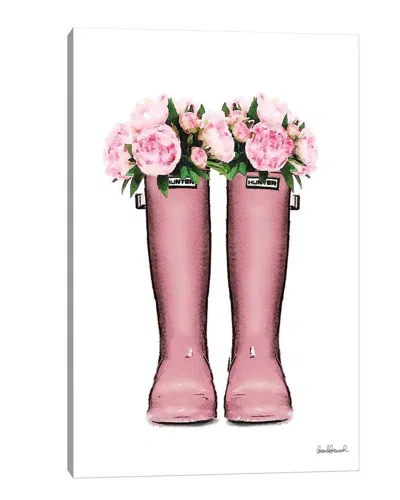 Icanvas Hunter Boots In Pink & Pink Peonies By Amanda Greenwood Wall Art