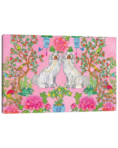 Icanvas Staffordshire Dogs Chinoiserie In Pink By Green Orchid Boutique Wall Art