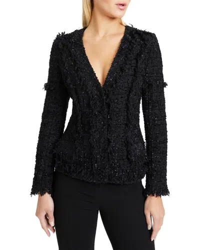 Santorelli Estela Tweed Wool-blend Jacket In Black