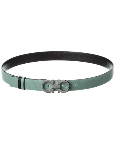 Ferragamo Gancini Reversible & Adjustable Leather Belt In Green