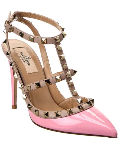 Valentino Garavani Valentino Rockstud Caged 100 Patent Pump In Pink