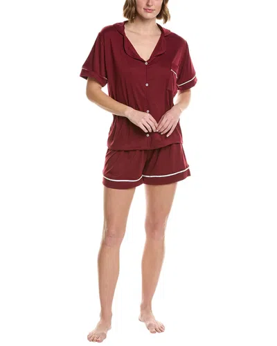 Anna Kay 2pc Luv Silk-blend Pajama Set In Red