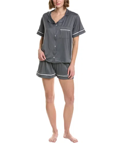 Anna Kay 2pc Luv Silk-blend Pajama Set In Grey