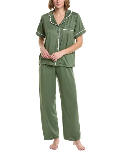 Anna Kay 2pc Kassie Silk-blend Pajama Set In Green