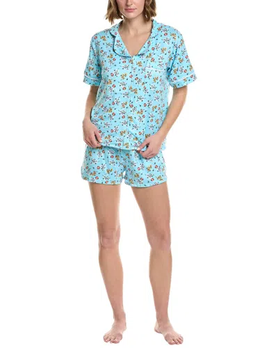 Anna Kay 2pc Florence Silk-blend Pajama Set In Blue
