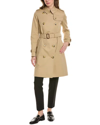 Burberry Kensington Cotton Trench Coat In Beige