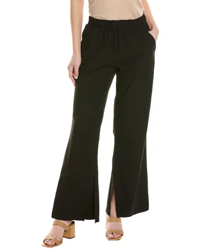 Stateside Structured Poplin Slit Flare Trouser In Black