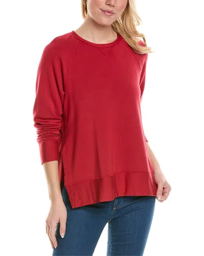 Stateside Softest Fleece Raglan Side Slit Sweatshirt In Red