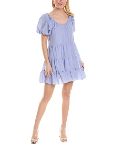 Rebecca Taylor Textured Tiered Silk-blend Mini Dress In Blue