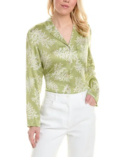 Rebecca Taylor Fleur Satin Shirt In Green