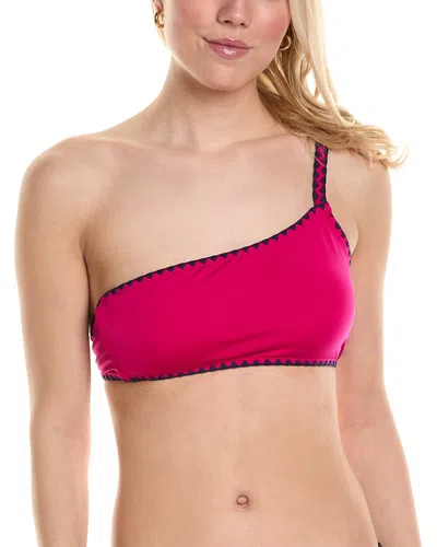 Lucky Brand Asymmetrical Bralette Bikini Top In Pink