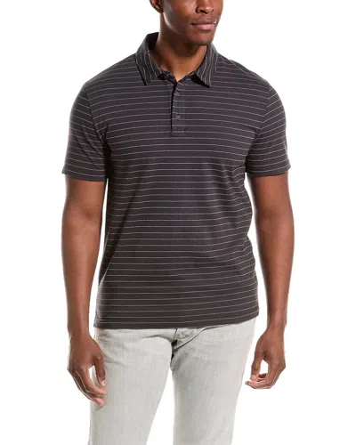 Vince Garment Dye Fleck Stripe Polo Shirt In Black
