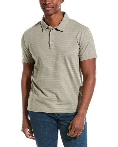 Vince Garment Dye Fleck Stripe Polo Shirt In Green