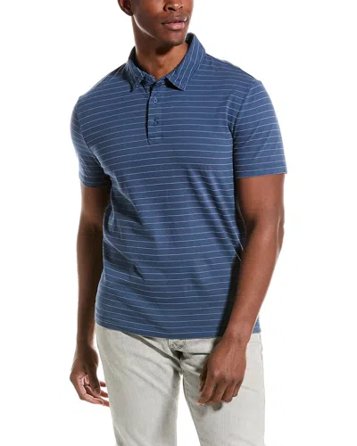Vince Garment Dye Fleck Stripe Polo Shirt In Blue