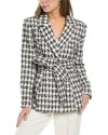 Alexia Admor Olya Plaid Belted Blazer In Ivory Check