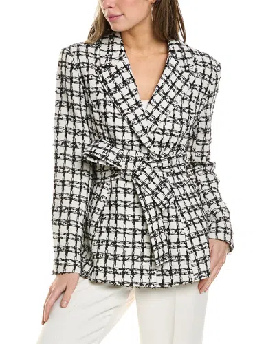 Alexia Admor Olya Plaid Belted Blazer In Ivory Check