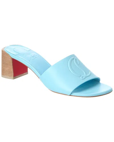 Christian Louboutin Womens Mineral So Cl 55 Leather Heeled Mules In Blue