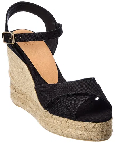 Castaã±er Blaudell Canvas Wedge Sandal In Black