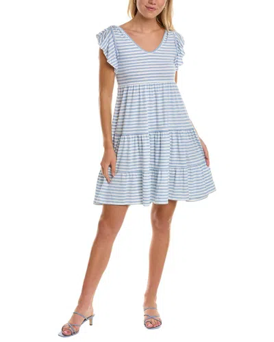 Max Studio Tiered A-line Dress In Blue