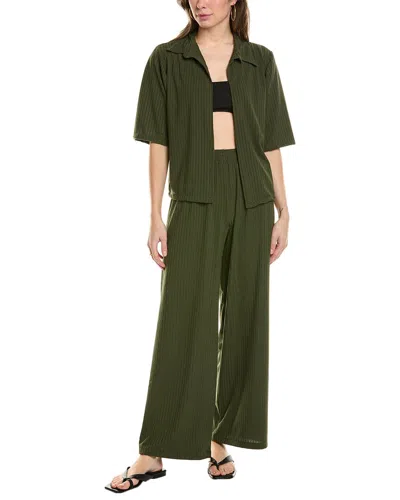 Anna Kay Savanna Silk-blend Top & Pant Set In Green