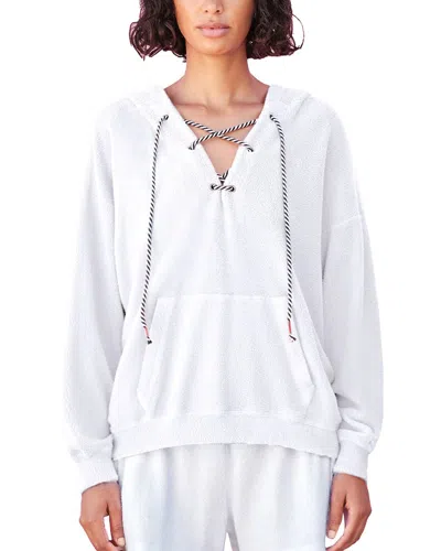Sundry Sherpa Lace-up Hoodie In White