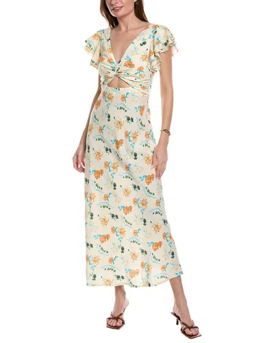 Solid & Striped The Renata Cutout Floral-print Linen-blend Midi Dress In Multi