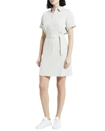 Theory Casual Linen-blend Shirtdress In Grey