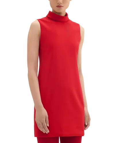 Theory Roll Neck Mini Dress In Admiral Crepe In Red