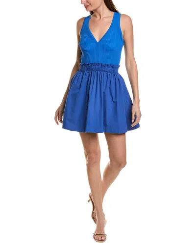 Central Park West Ruffle Mini Dress In Blue