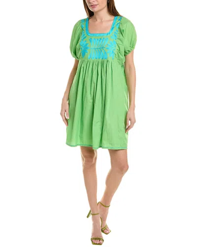 Bella Tu Embroidered Linen Mini Dress In Green