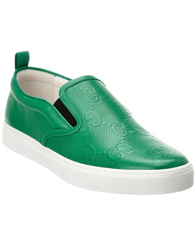 Gucci Gg Embossed Leather Slip-on Sneaker In Green