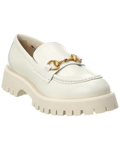 Gucci Horsebit Lug Sole Leather Loafer In White