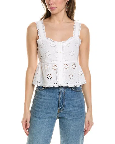 The Kooples Floral Embroidered Peplum Top In White