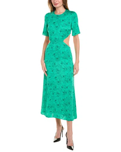 The Kooples Graphic Poppies Cutout Midi Dress In Green