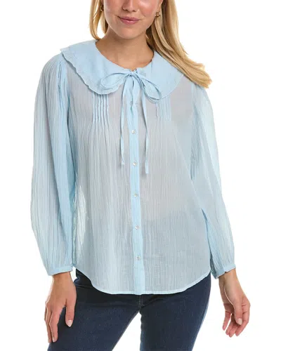 Joie Ruffle Collar Top In Blue