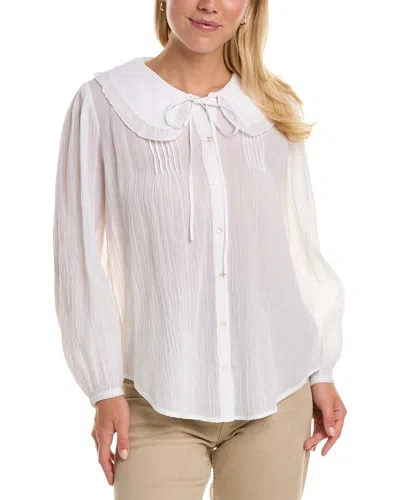 Joie Ruffle Collar Top In White